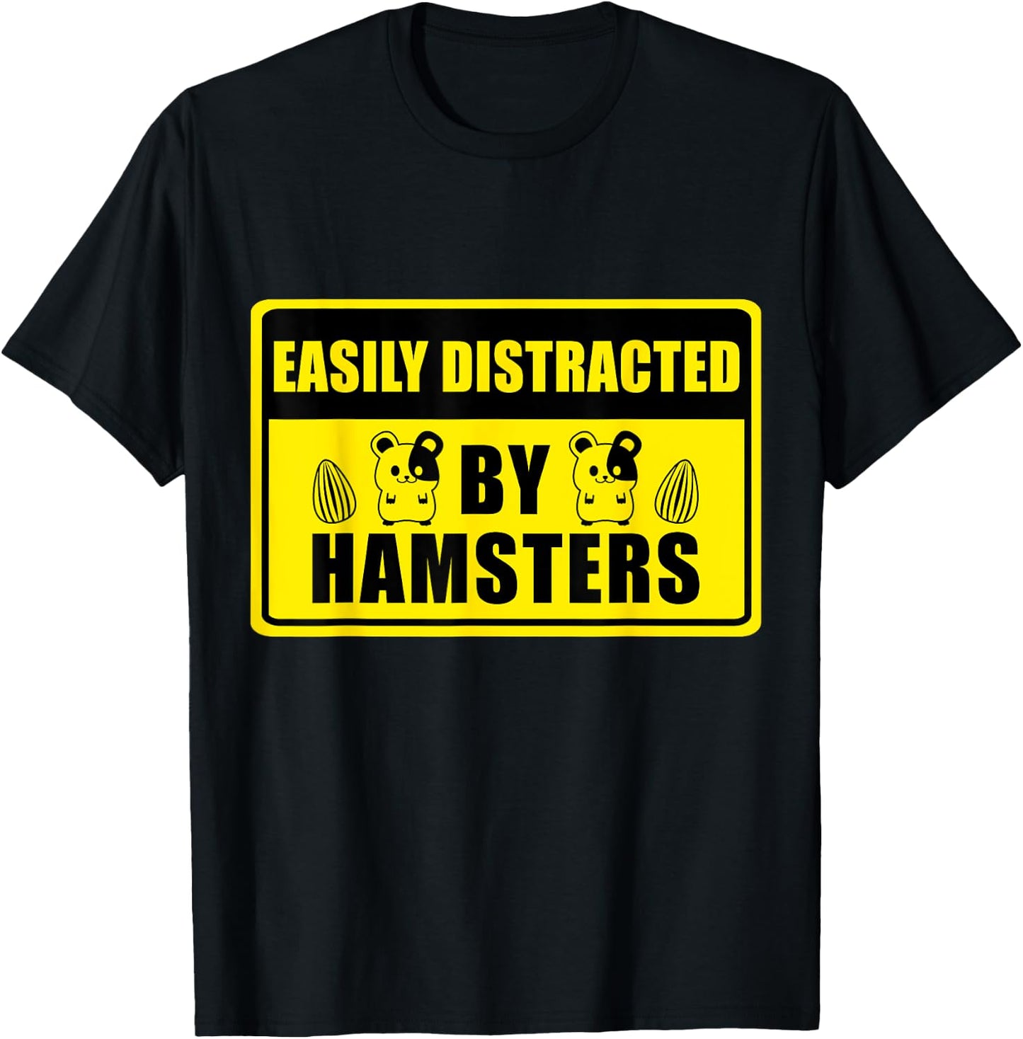 Easily Distracted By Hamsters Cute Syrian Hamster Breed T-Shirt - T-Shirt | Black