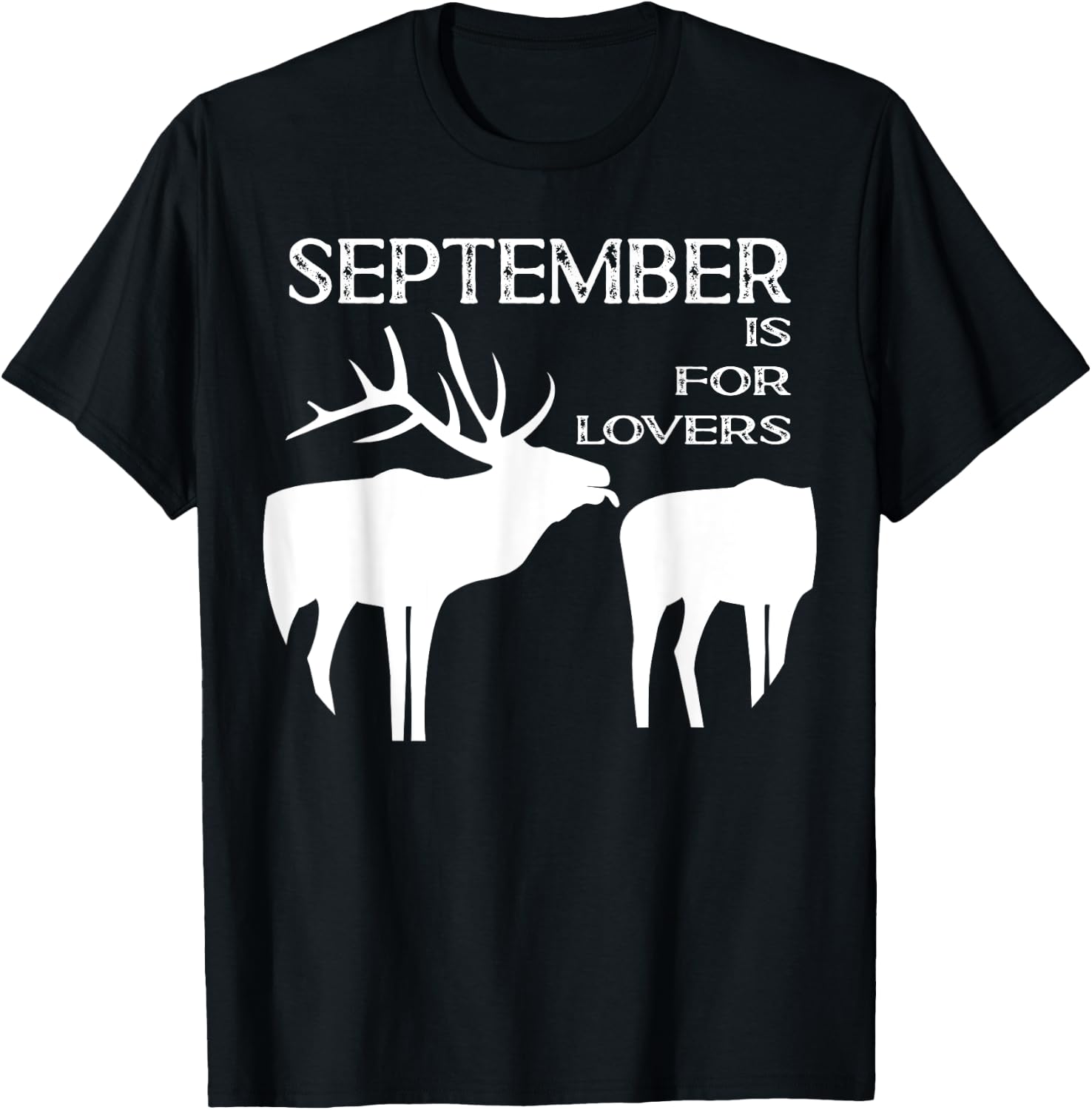Funny Elk Hunter Vintage Distressed Gift T-Shirt - T-Shirt | Black