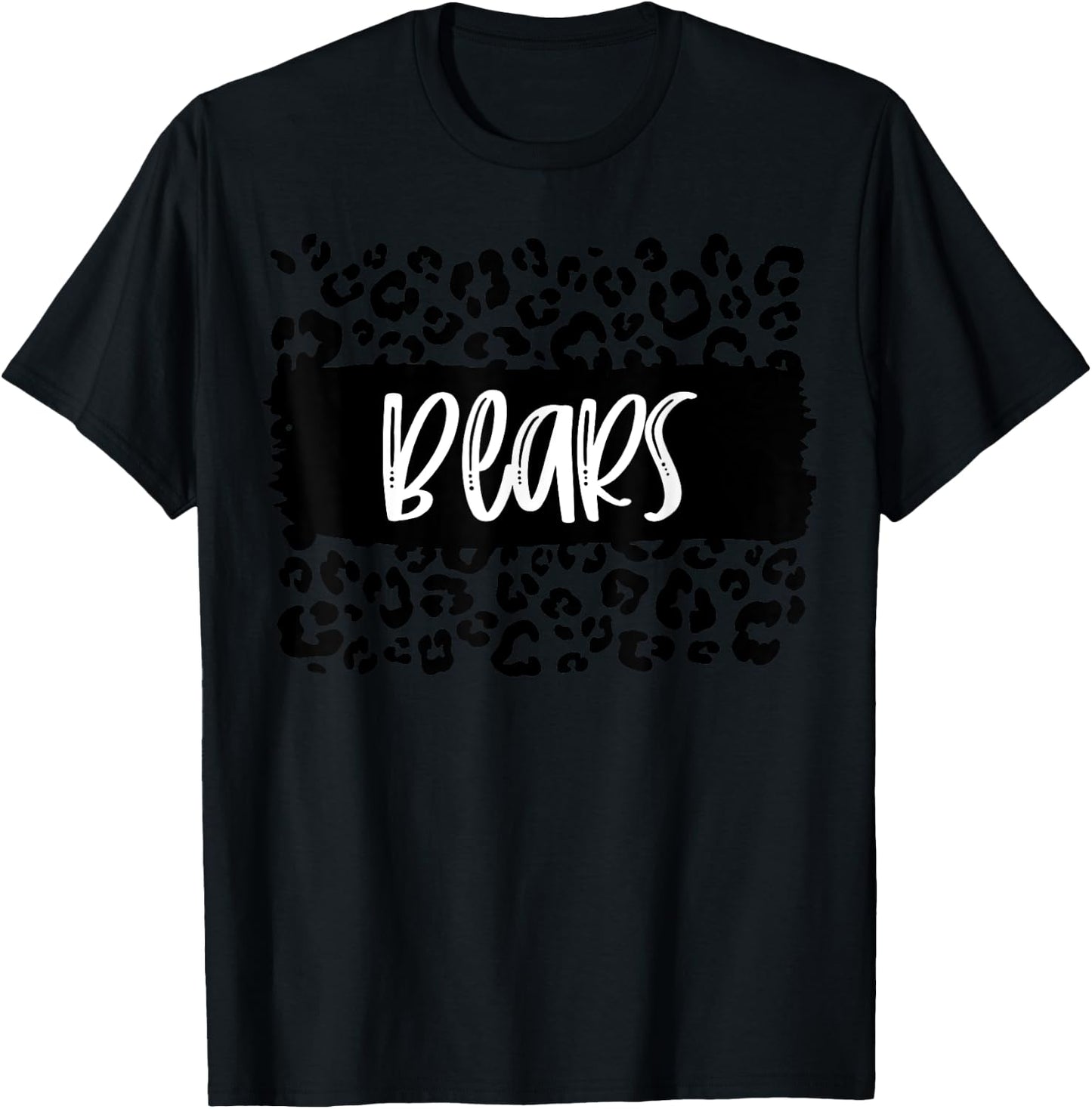 Bears Team Mascot School Spirit Game Night Leopard Print T-Shirt - T-Shirt | Black