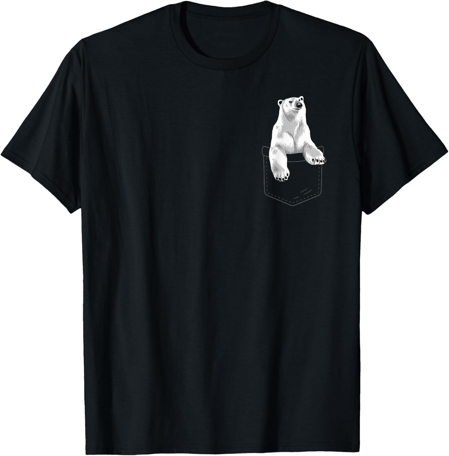 Cute Polar Bear Women Arctic Bears Pocket Animal T-Shirt - T-Shirt | Black