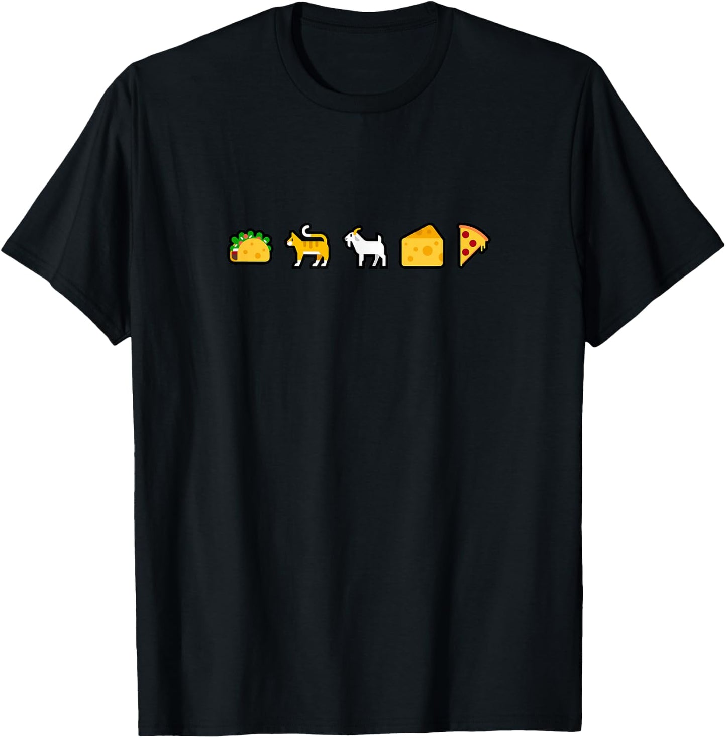 Taco Cat Goat Cheese Pizza Smilie Icon T-Shirt - T-Shirt | Black