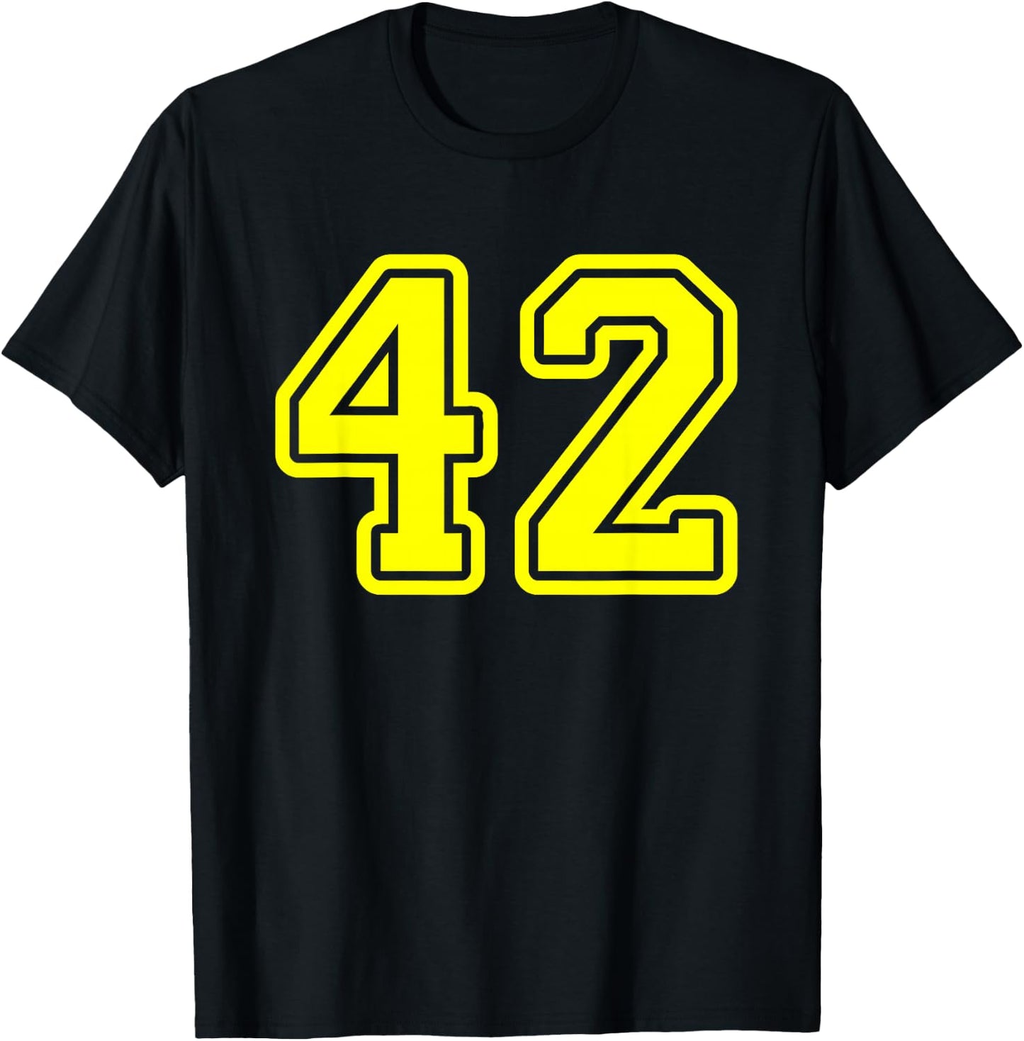 Yellow Sport Team Number #42 T-Shirt - T-Shirt | Black