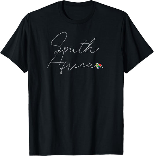 South Africa Love South African Flag and Heart South Africa T-Shirt - T-Shirt | Black