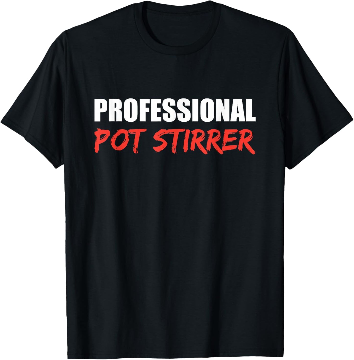 Chef Cook Culinary Professional Kitchen Cooking Professional Pot Stirrer - Black, Small, , Short Sleeve, Cotton Blend, Classic Fit, Mandarin Collar, Modern Professional, Imported T-Shirt - T-Shirt | Black