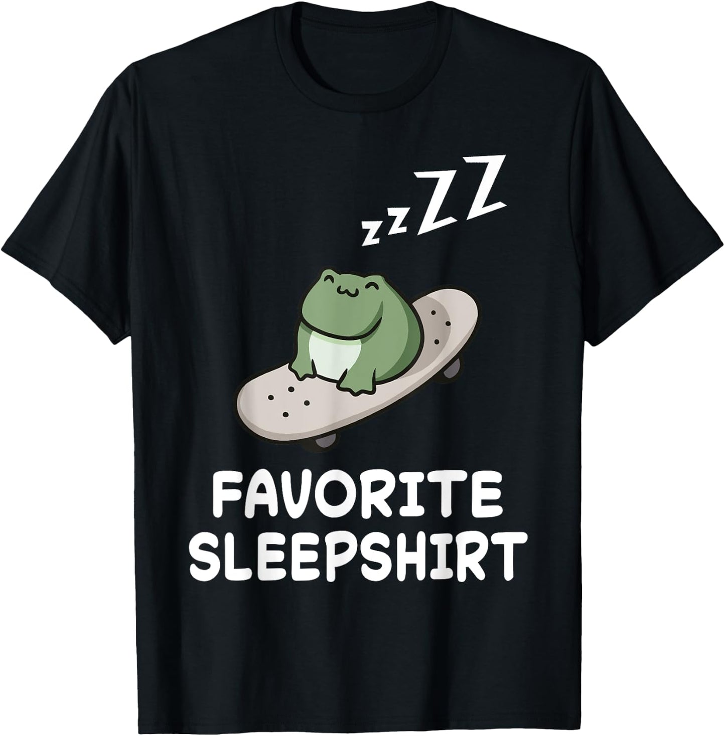 Frog Skateboard Frogs Nap Sleeping Sleep Pajama Nightgown T-Shirt - T-Shirt | Black