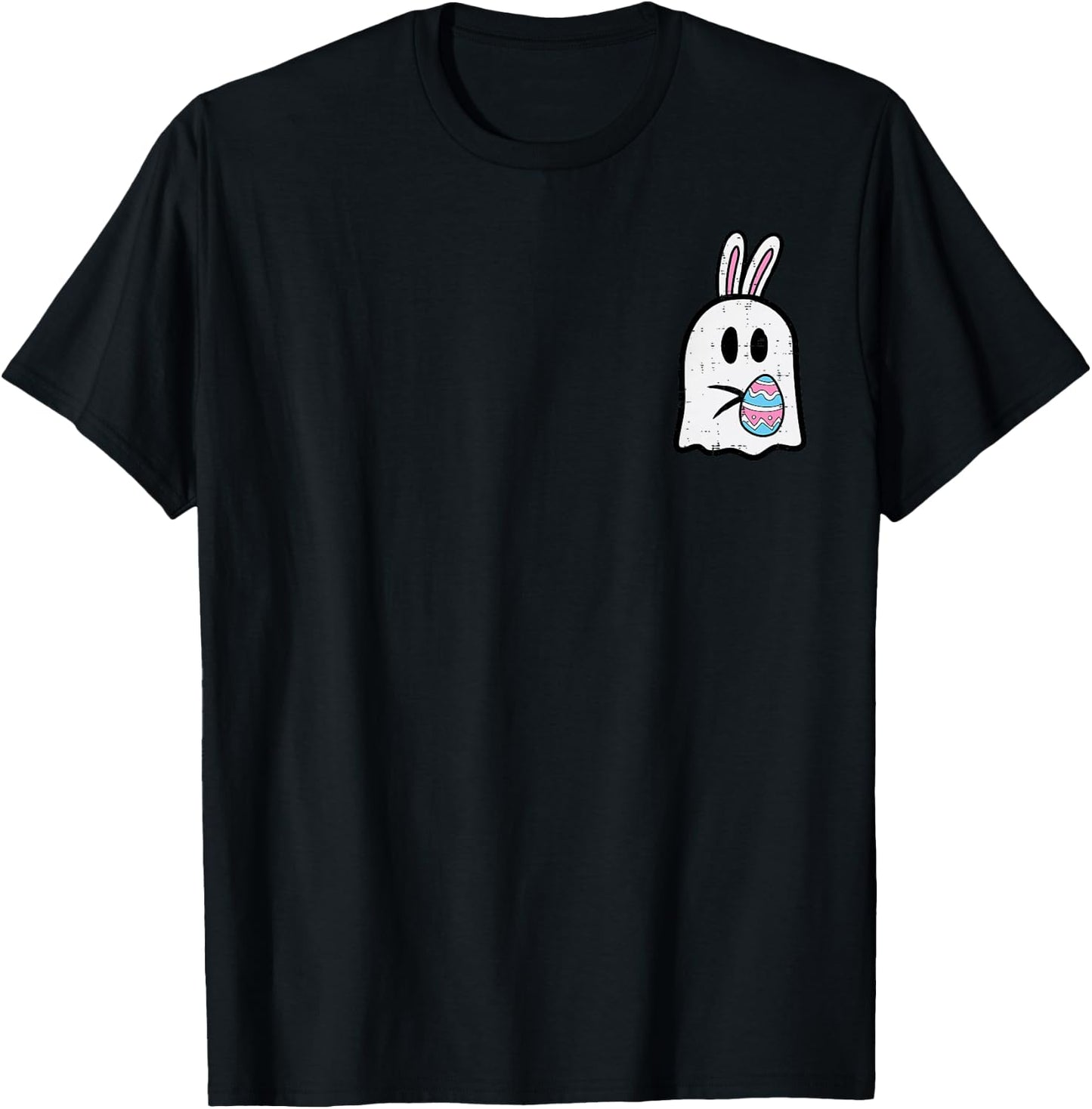 Easter Ghost Bunny Egg Pocket Funny Rabbit Women Kids Men T-Shirt - T-Shirt | Black