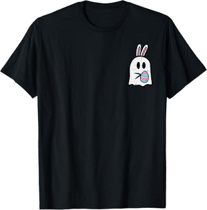 Easter Ghost Bunny Egg Pocket Funny Rabbit Women Kids Men T-Shirt - T-Shirt | Black