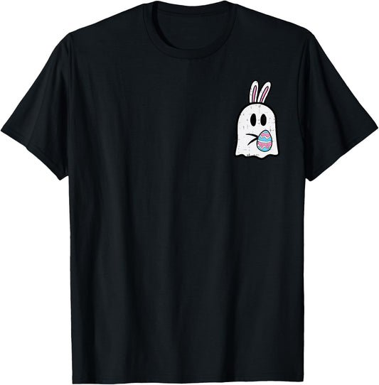 Easter Ghost Bunny Egg Pocket Funny Rabbit Women Kids Men T-Shirt - T-Shirt | Black