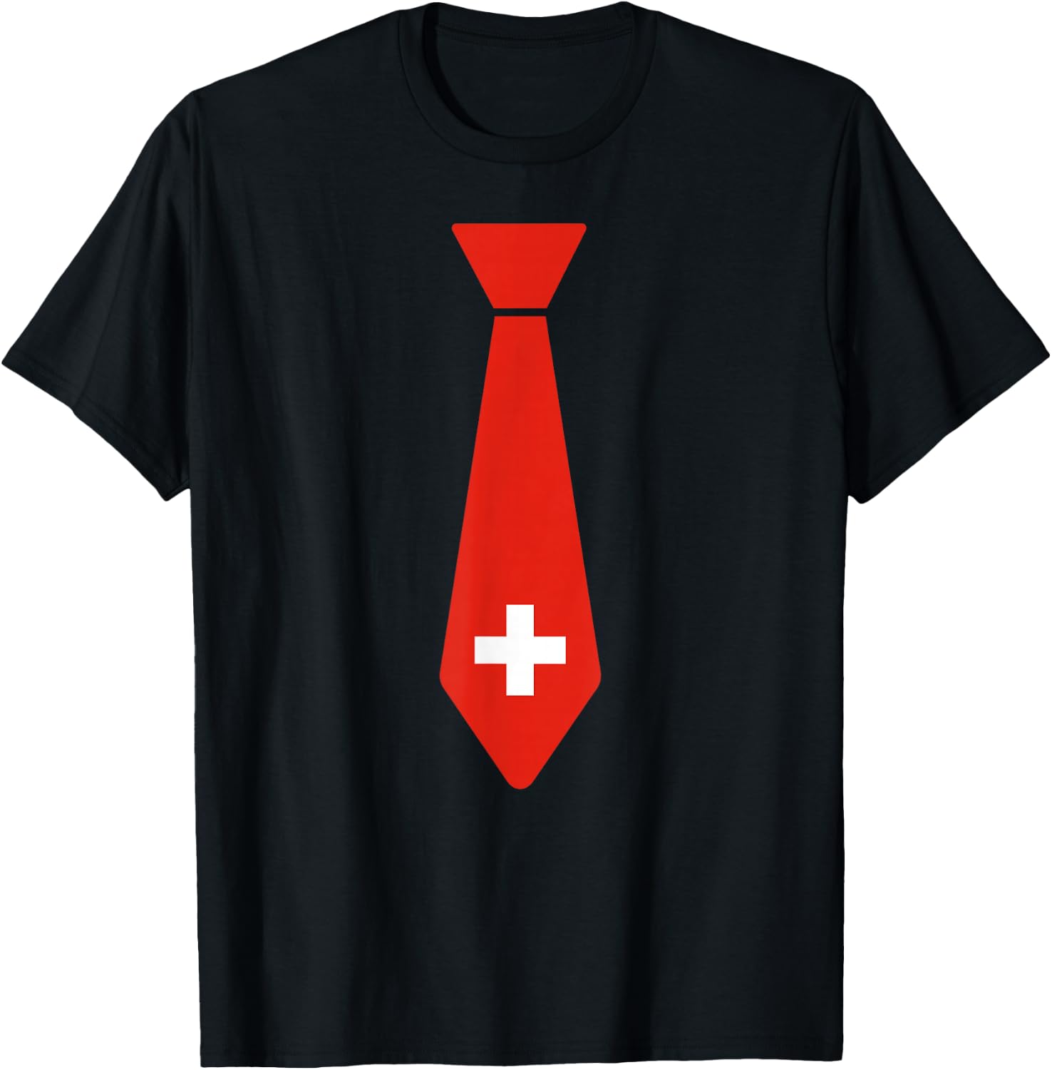 Switzerland Flag Tie Cute Necktie Funny Swiss Boys Toddlers T-Shirt - T-Shirt | Black