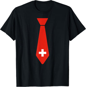 Switzerland Flag Tie Cute Necktie Funny Swiss Boys Toddlers T-Shirt - T-Shirt | Black