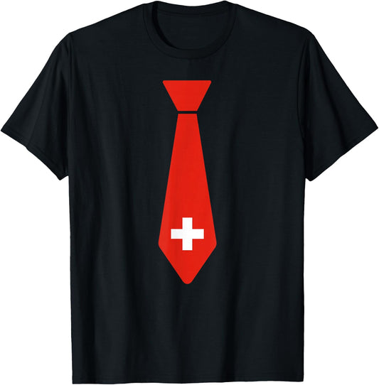 Switzerland Flag Tie Cute Necktie Funny Swiss Boys Toddlers T-Shirt - T-Shirt | Black