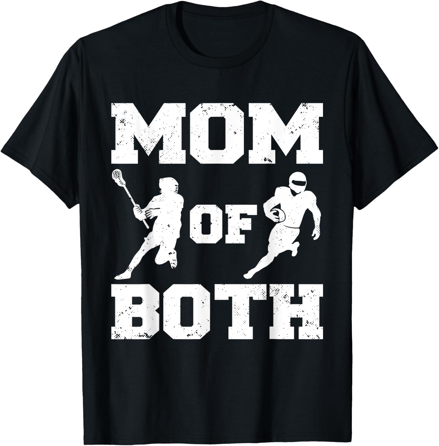 Mom Of Both Funny Lacrosse Football Mom T-Shirt - T-Shirt | Black