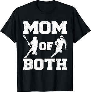 Mom Of Both Funny Lacrosse Football Mom T-Shirt - T-Shirt | Black