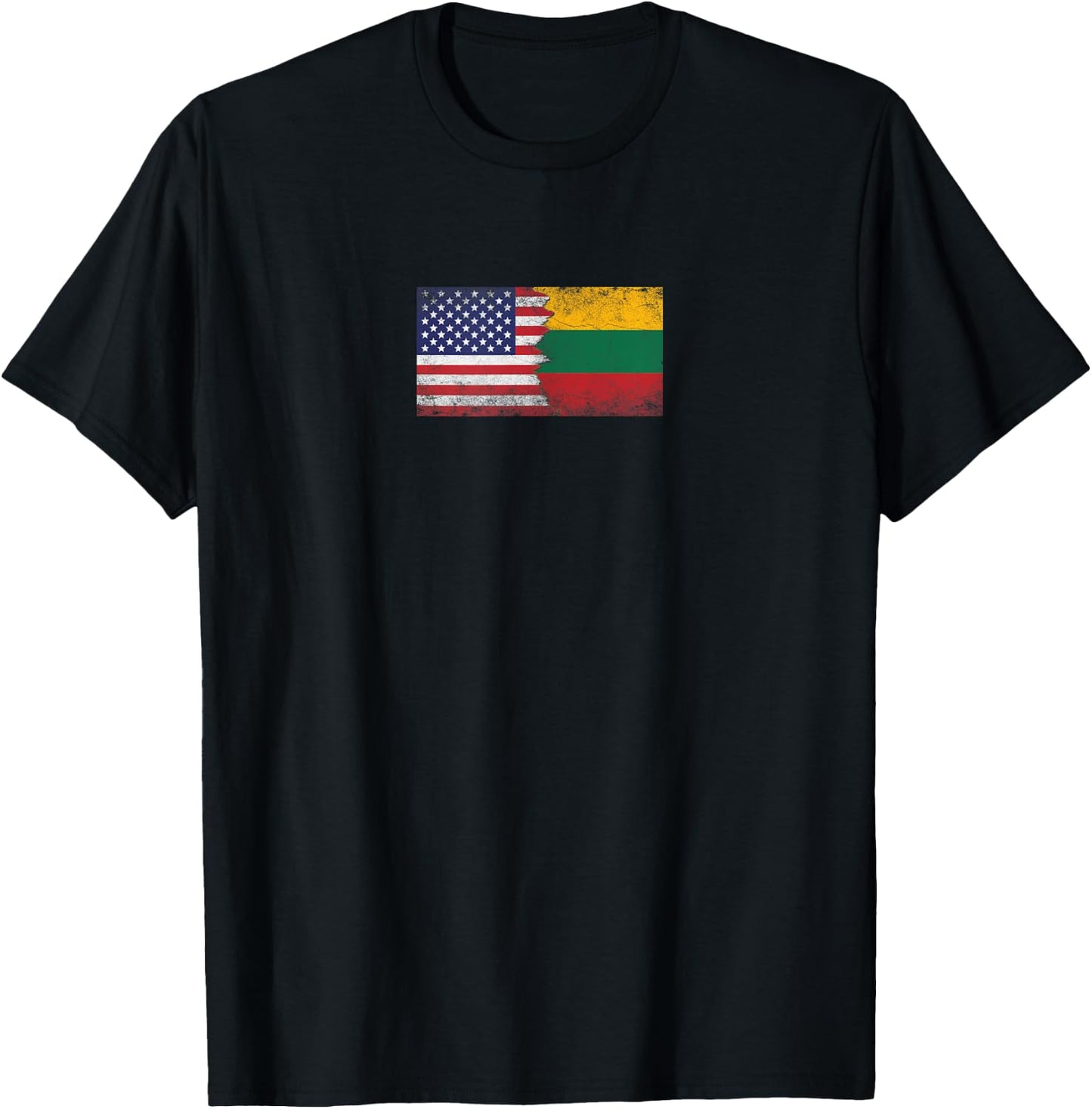 USA Lithuania Flags - United States of America, Lithuanian T-Shirt - T-Shirt | Black