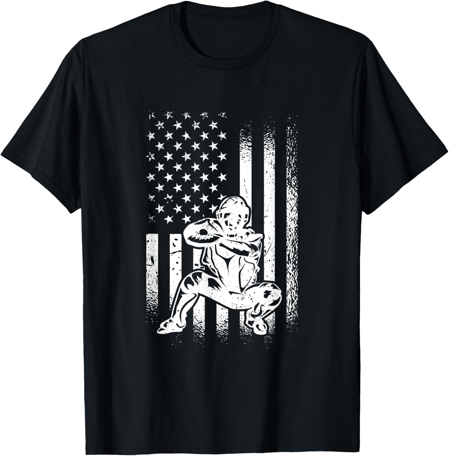 American Baseball Catcher, US Flag Catcher T-Shirt - T-Shirt | Black