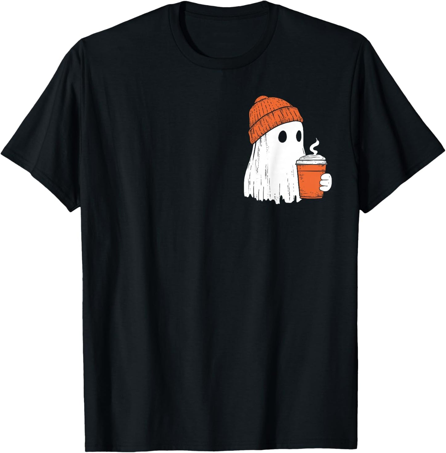 Ghost Drinking Coffee Funny Halloween Costume Coffee Lover T-Shirt - T-Shirt | Black