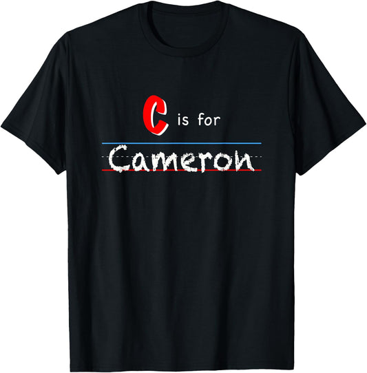 C Is For Cameron, boys custom personalized name kids school T-Shirt - T-Shirt | Black