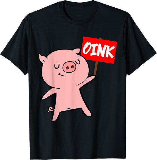 Funny Pig Oink Piglet Pig Farm Animal Farmer Farming T-Shirt - T-Shirt | Black