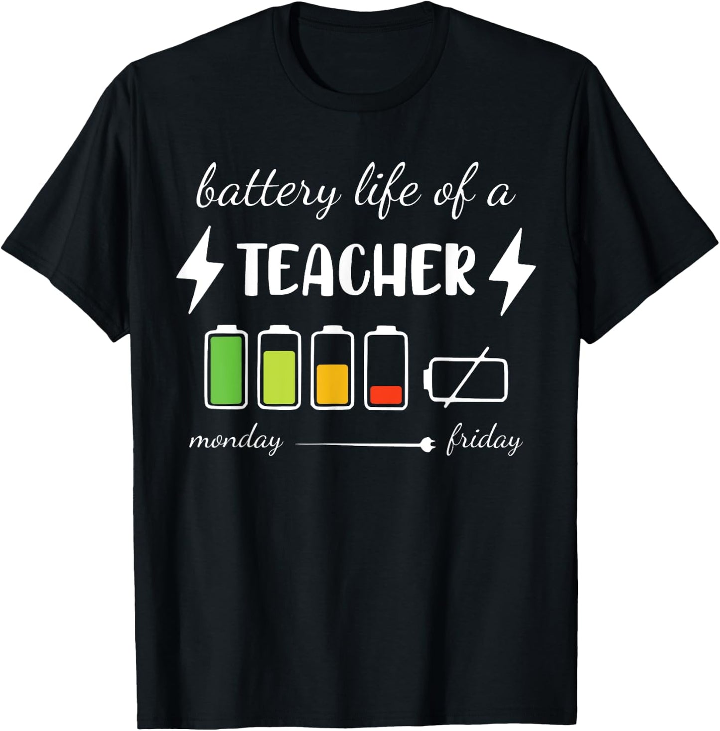 Battery Life Of A Teacher Monday Friday Teacher Women T-Shirt - T-Shirt | Black