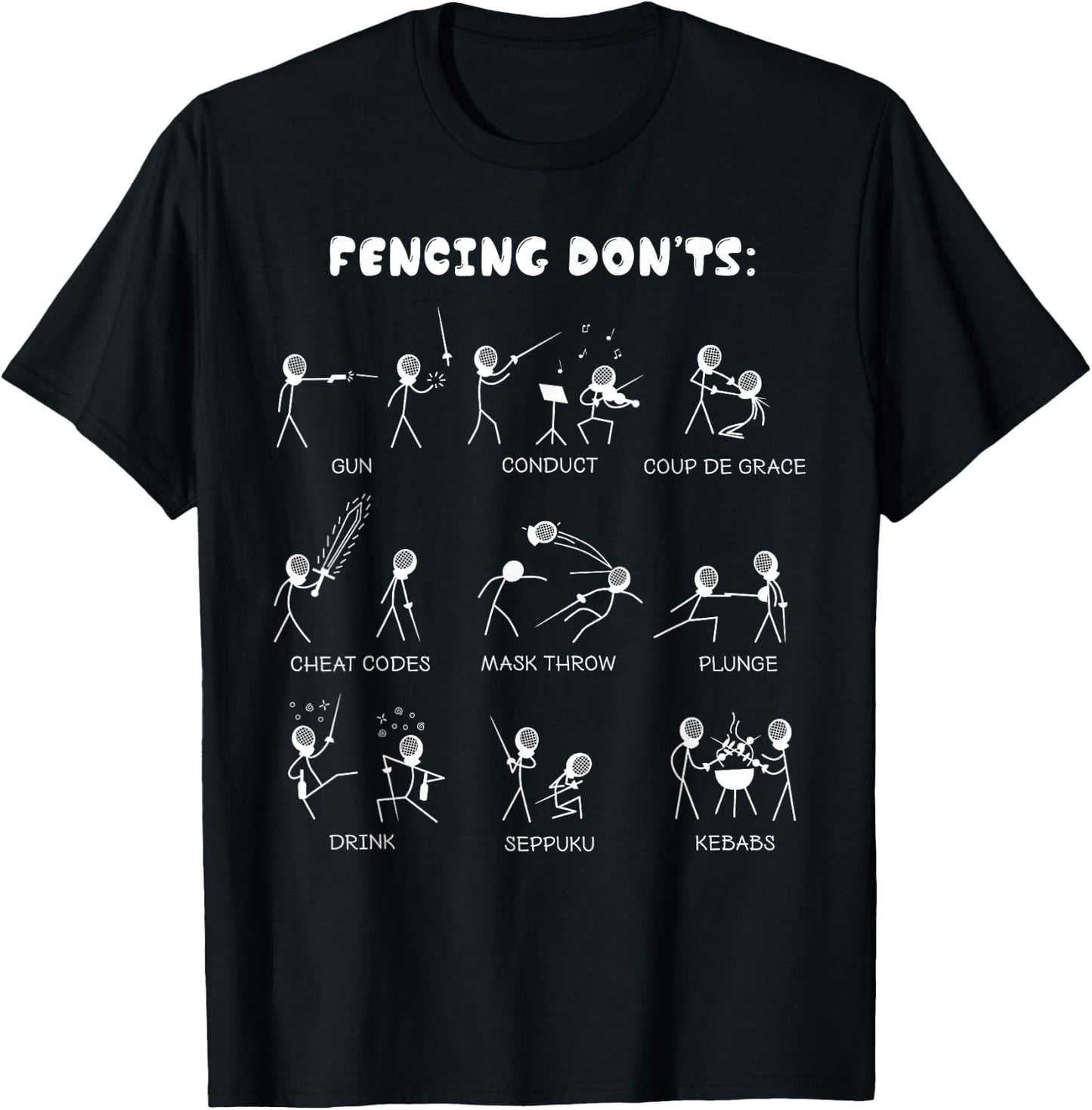 Fencing Funny - Don't Cartoon & Gift T-Shirt - T-Shirt | Black