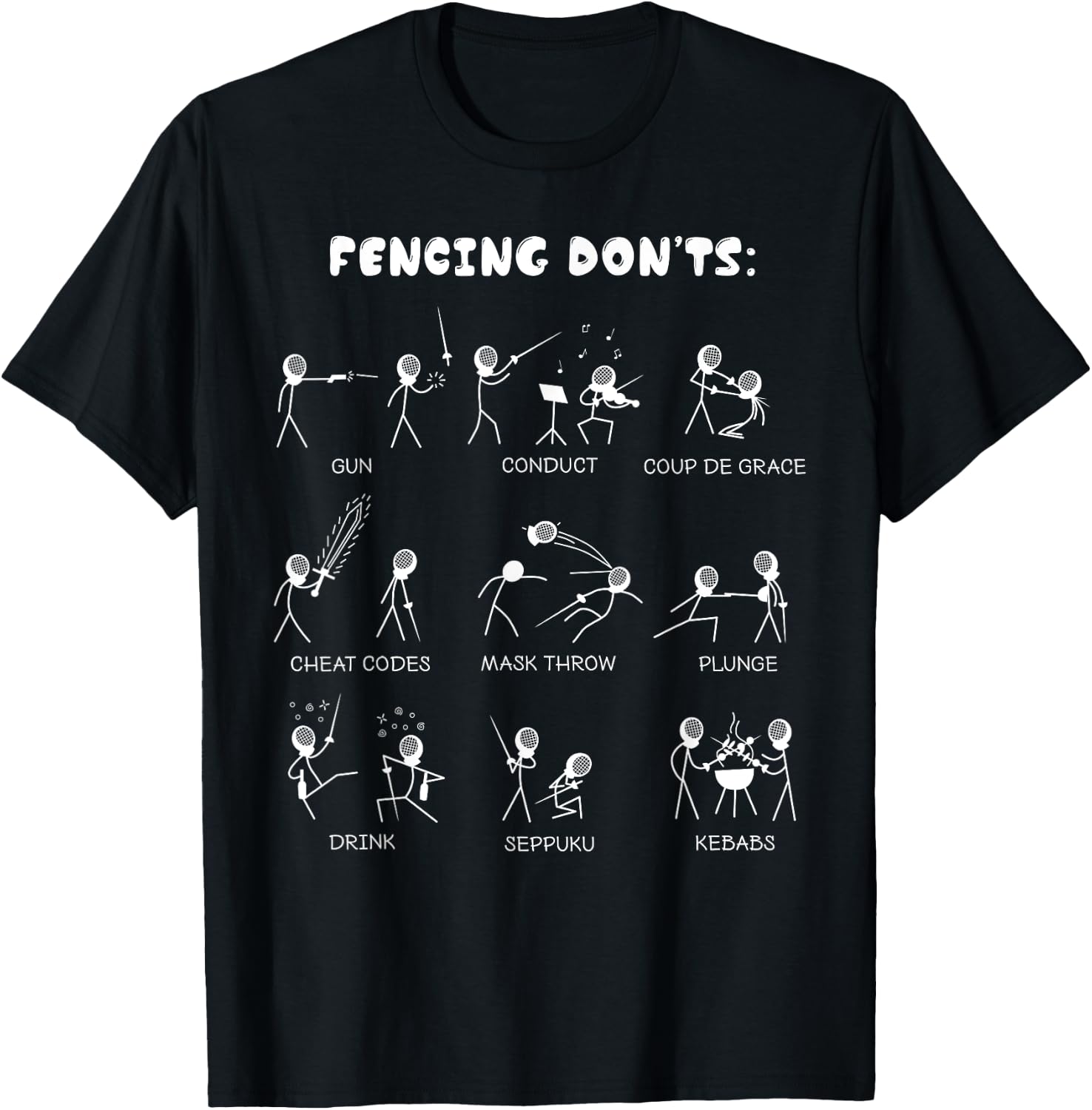 Fencing Funny - Don't Cartoon & Gift T-Shirt - T-Shirt | Black