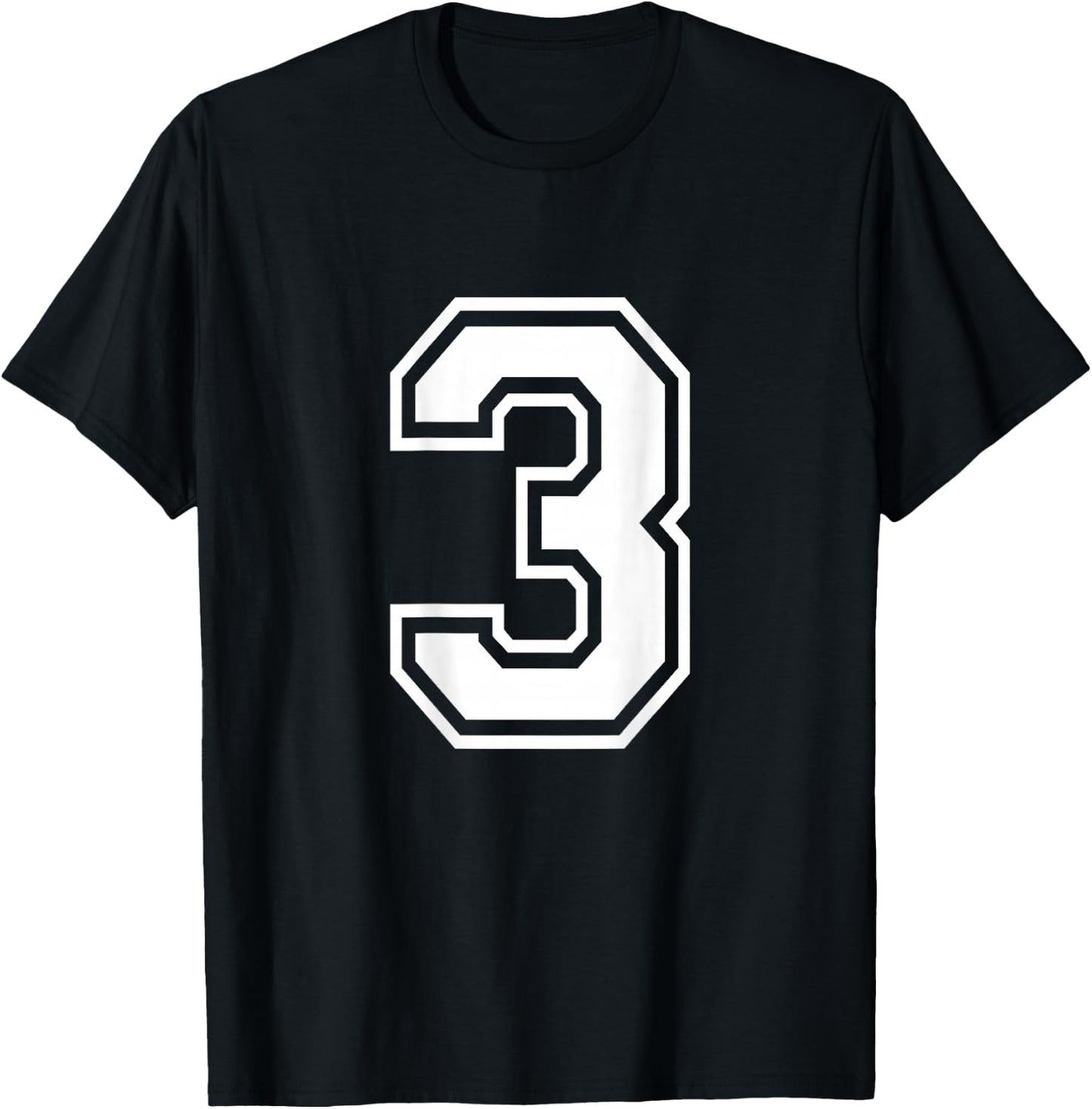 Number 3 Shirt Player Number on Back of Shirt T-Shirt - T-Shirt | Black
