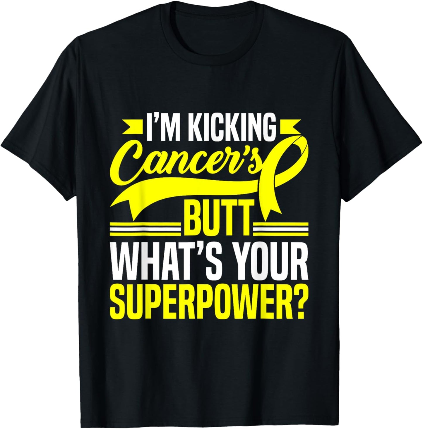 Kicking Cancers Butt Superpower Bone Cancer Awareness T-Shirt - T-Shirt | Black