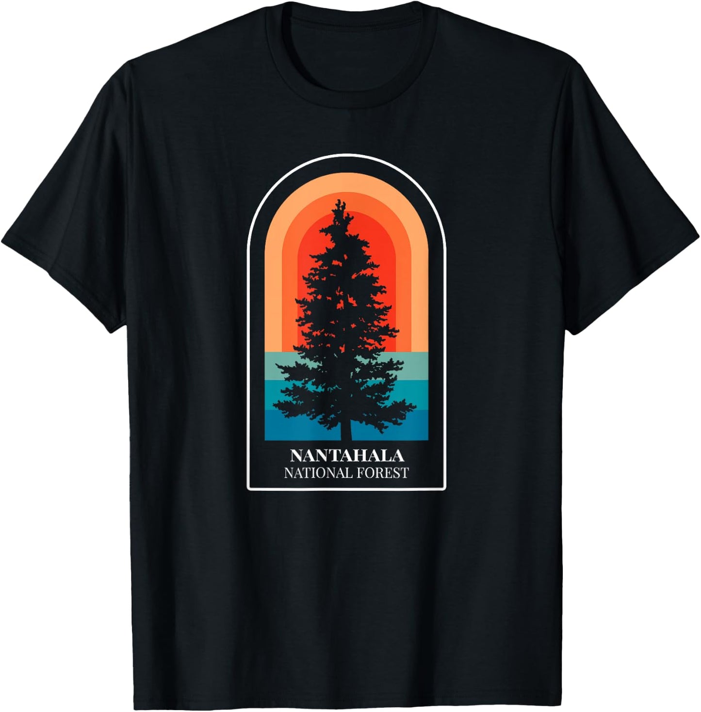 Retro Nantahala National Forest North Carolina Hiking T-Shirt - T-Shirt | Black