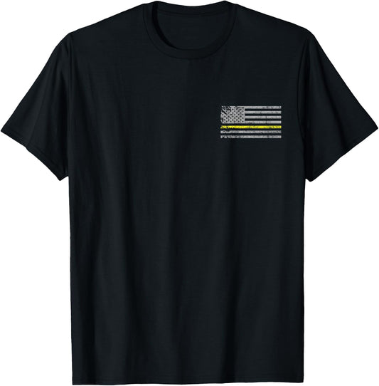 Thin Yellow Line American Flag Emergency Dispatcher T-Shirt - T-Shirt | Black
