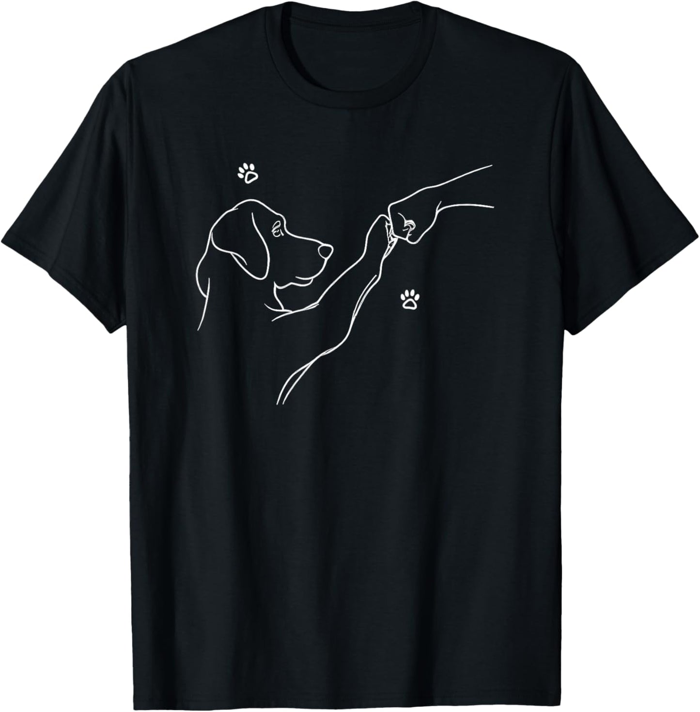 Dog And People Punch Hand Dog Friendship Fist Bump Dog Paw T-Shirt - T-Shirt | Black