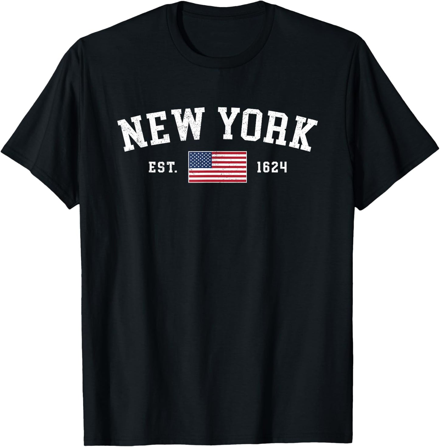 New York July 4th Souvenir US Flag Retro Throwback T-Shirt - T-Shirt | Black