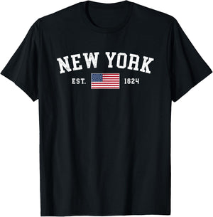 New York July 4th Souvenir US Flag Retro Throwback T-Shirt - T-Shirt | Black