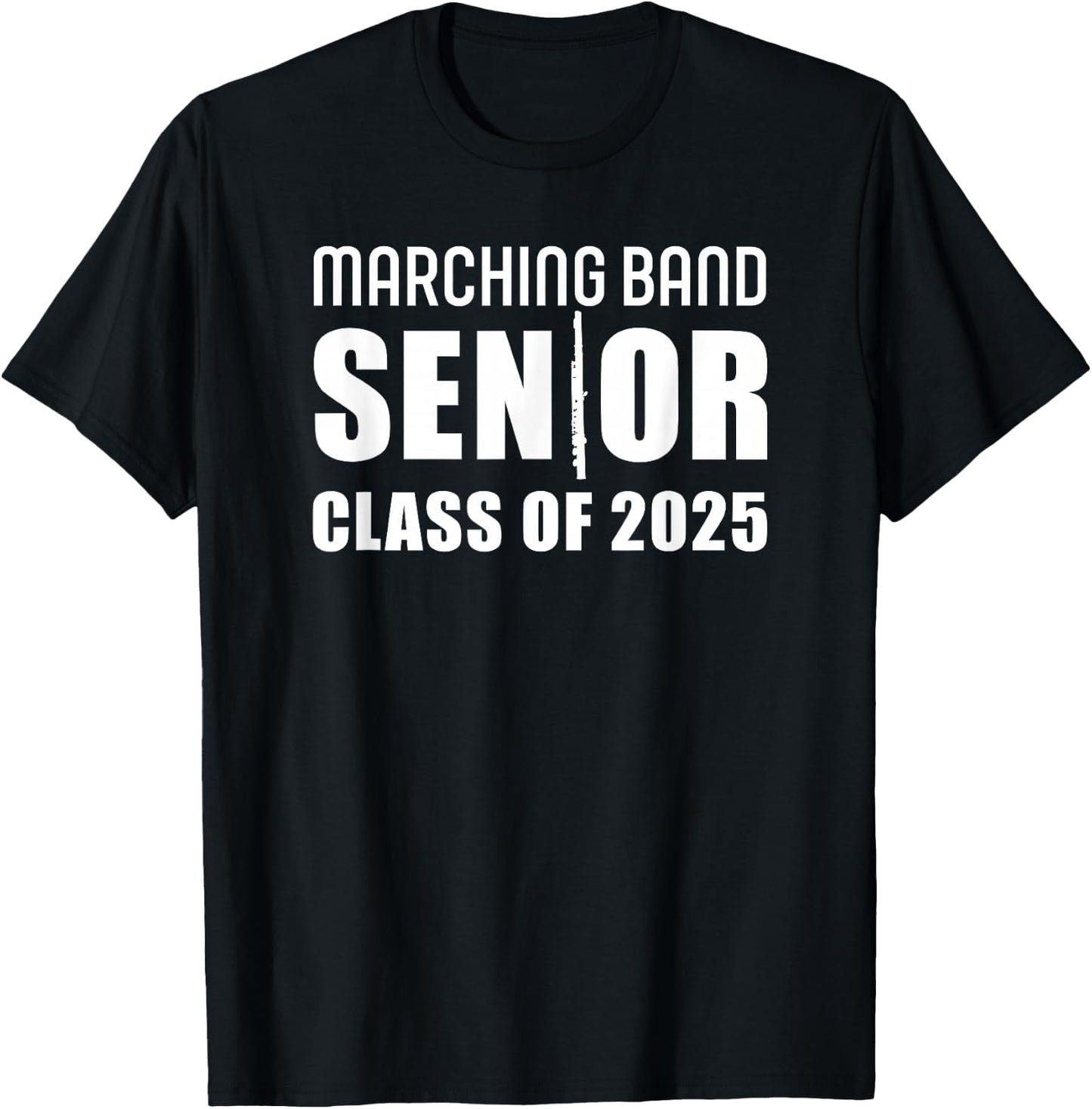 2025 Senior Flute Player Class of 2025 Marching Band Flutist T-Shirt - T-Shirt | Black