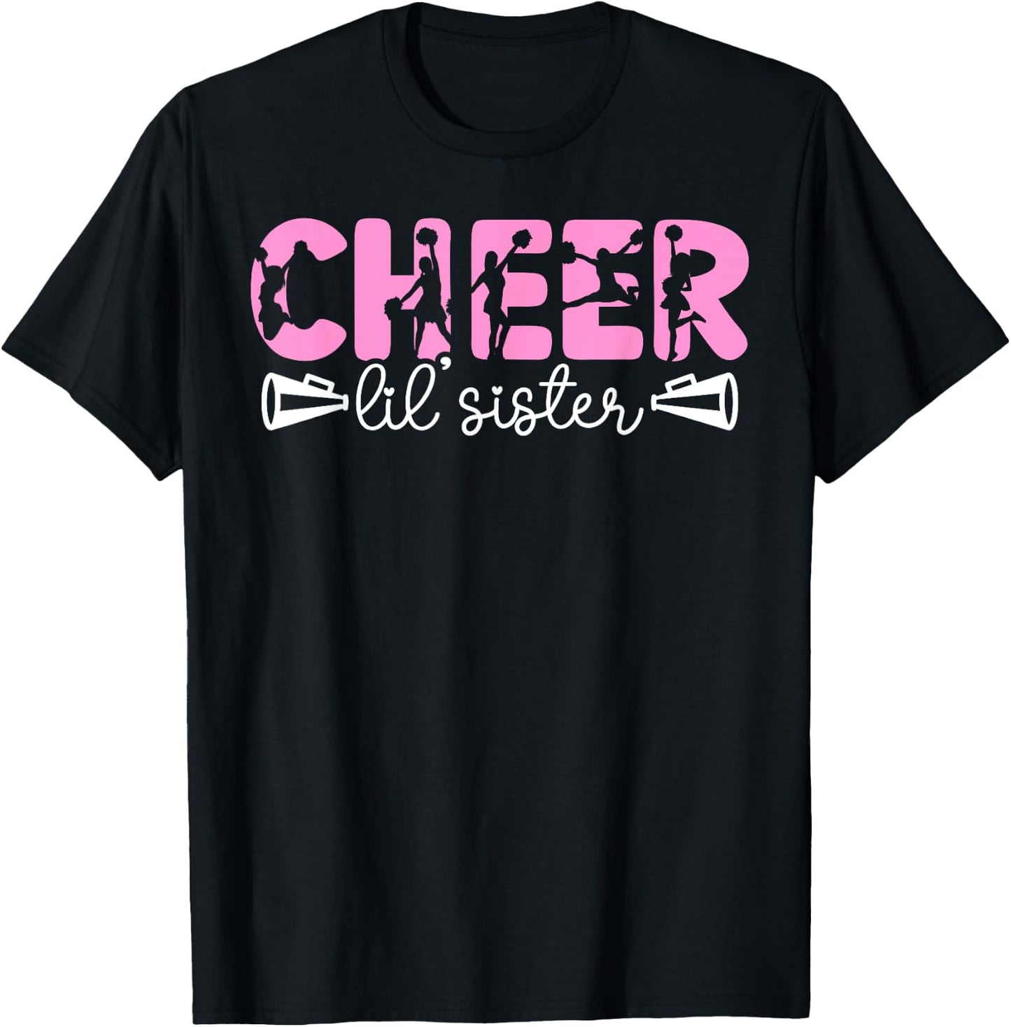 Cheer Lil' Sister Cheerleading Sister Of A Cheerleader Sis T-Shirt - T-Shirt | Black
