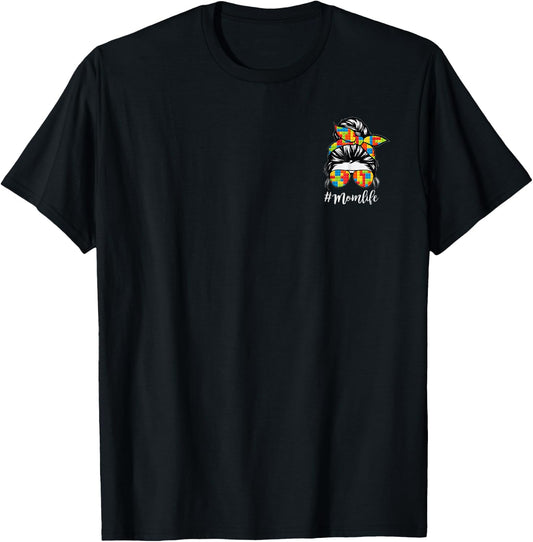 Building Block Messy Bun Mom Life Master Builder Mothers Day T-Shirt - T-Shirt | Black