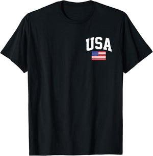 American Flag Stars Stripes 4th of July Patriotic USA Logo T-Shirt - T-Shirt | Black
