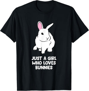 Just a Girl Who Loves Bunnies Cute Bunny Rabbit T-Shirt - T-Shirt | Black