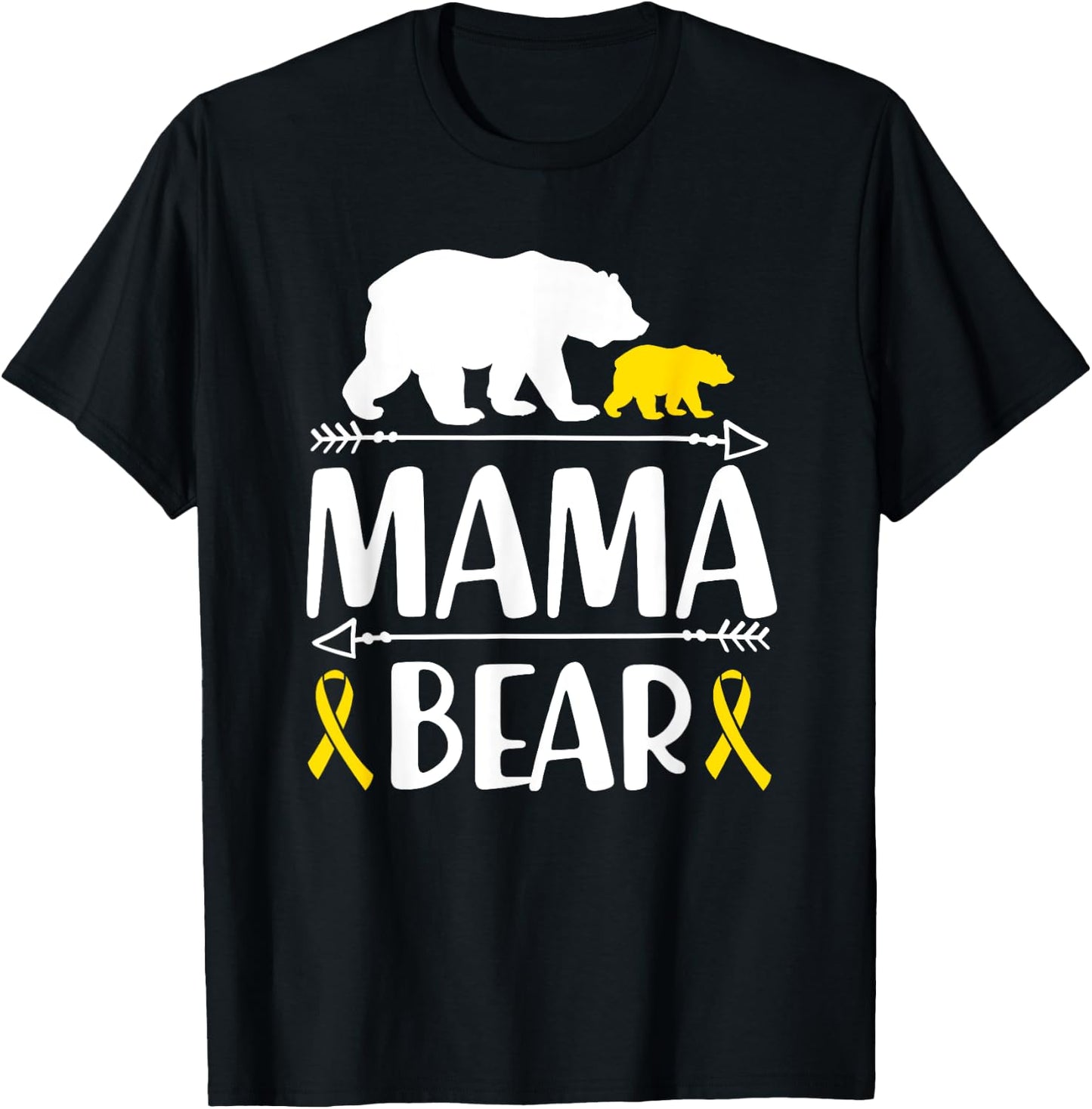 Mama Bear Childhood Cancer Awareness Mom Of A Warrior T-Shirt - T-Shirt | Black