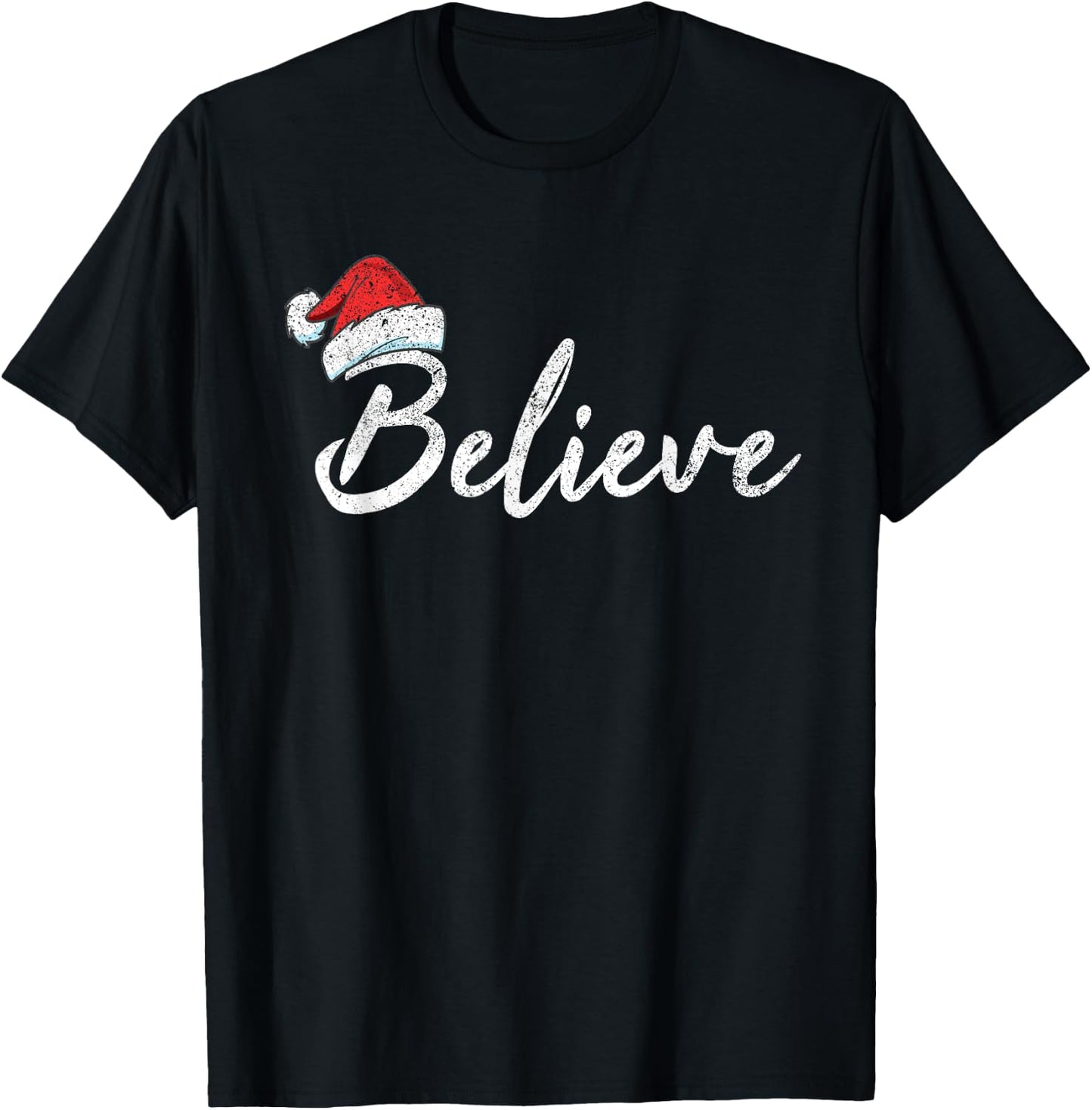 Funny Christmas Believe Santa Pajama Outfit Men Women T-Shirt - T-Shirt | Black