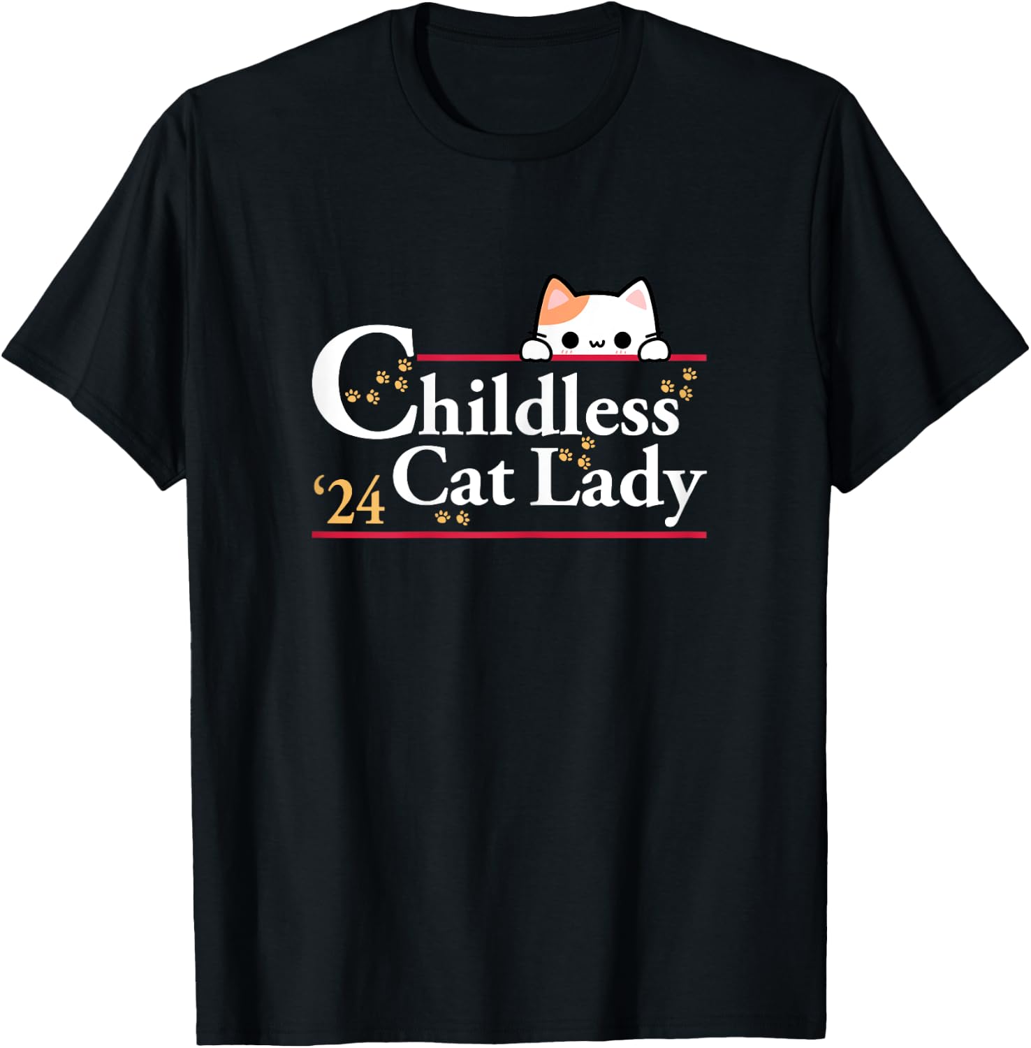 2024 Childless Cat Lady T-Shirt - T-Shirt | Black