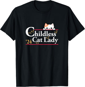 2024 Childless Cat Lady T-Shirt - T-Shirt | Black