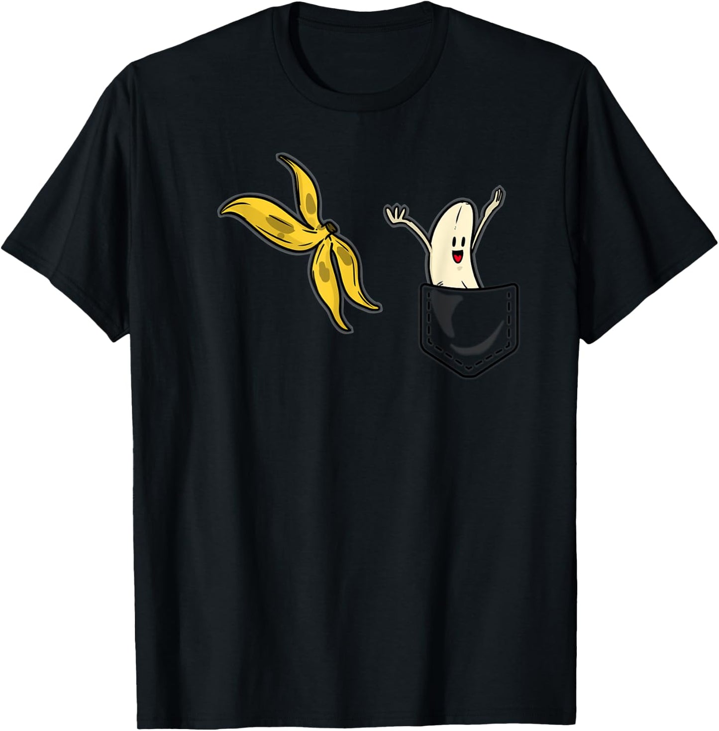 Banana Striptease Funny - Banana Pocket Cool T-Shirt - T-Shirt | Black