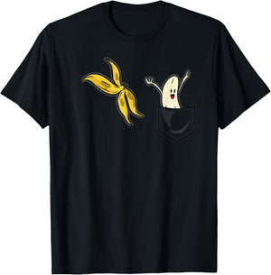 Banana Striptease Funny - Banana Pocket Cool T-Shirt - T-Shirt | Black