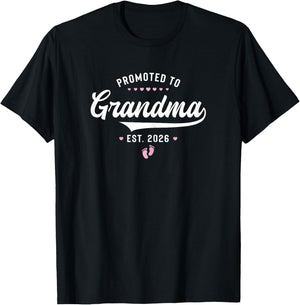 Promoted To Grandma 2026 Funny Soon To Be Grandma est 2026 T-Shirt - T-Shirt | Black