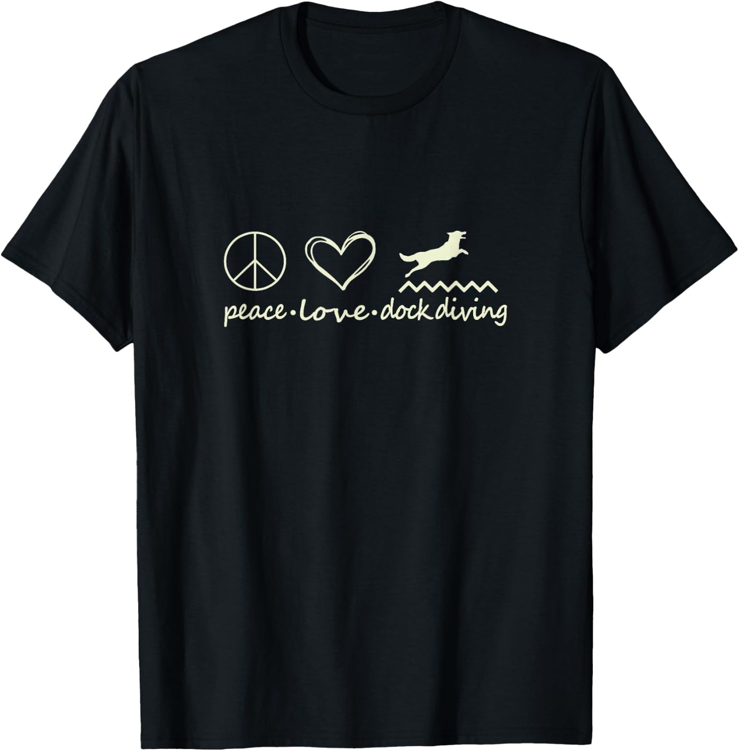 Peace Love Dog Dock Diving Dog Jumping Swimming Women T-Shirt - T-Shirt | Black