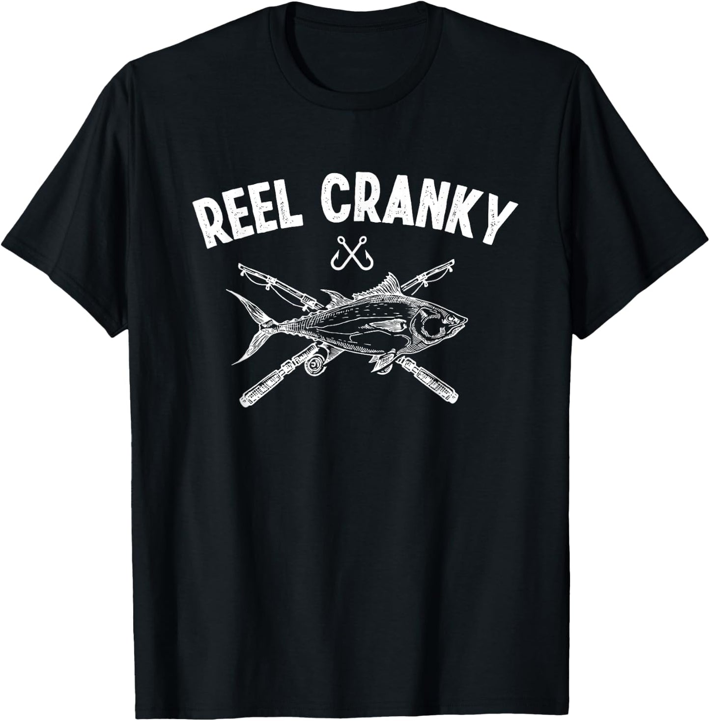 Reel Cranky Funny Fishing Fisherman T-Shirt - T-Shirt | Black