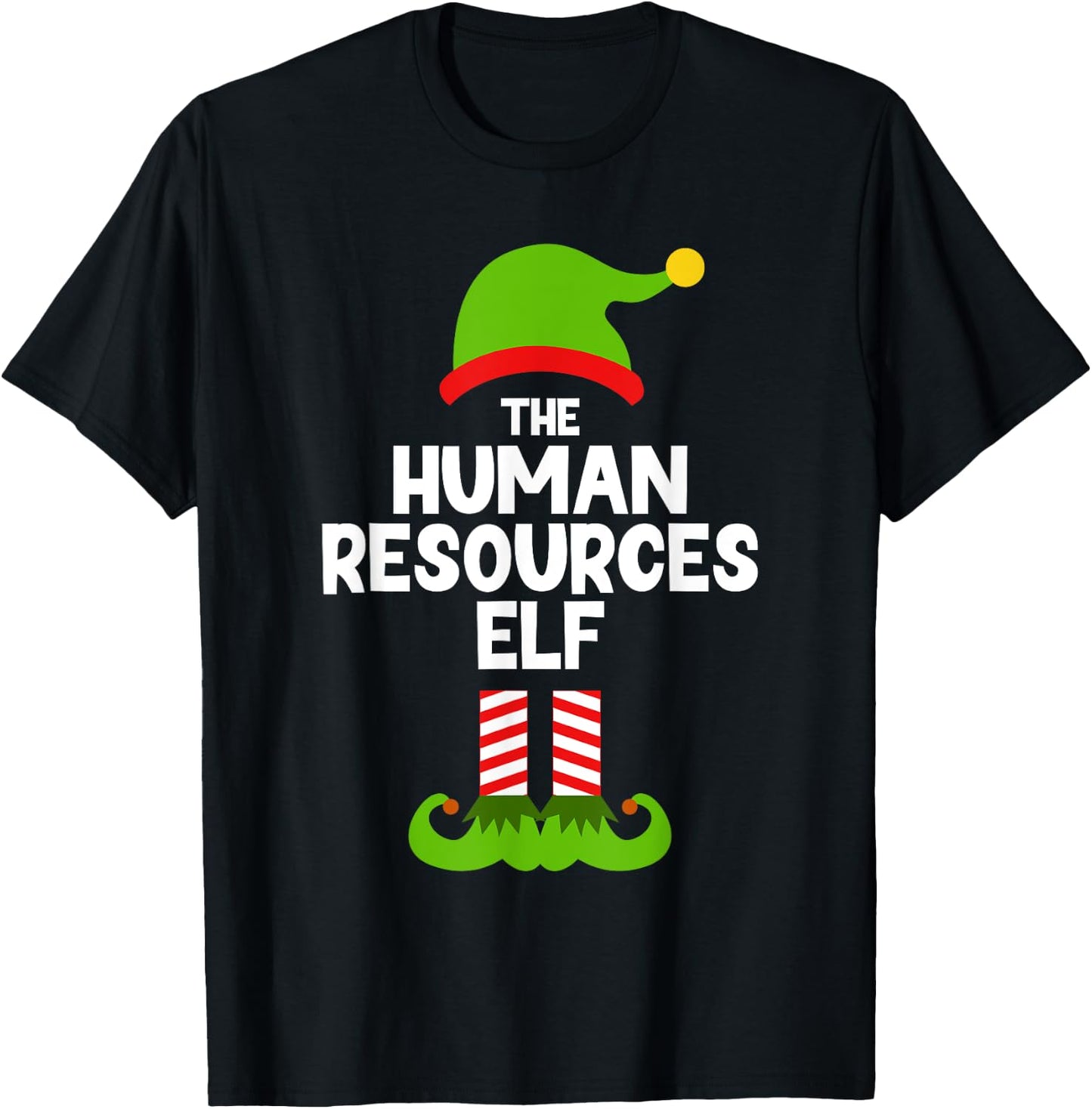 Funny The Human Resources Elf Christmas Family Pajama HR T-Shirt - T-Shirt | Black