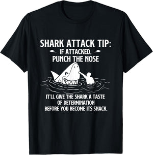 Shark Attack Tip - Sarcastic Joke Humor Sarcasm T-Shirt - T-Shirt | Black