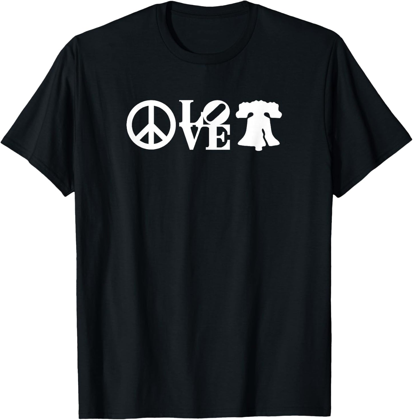 Peace Love Liberty Bell Philadelphia PA T-Shirt - T-Shirt | Black