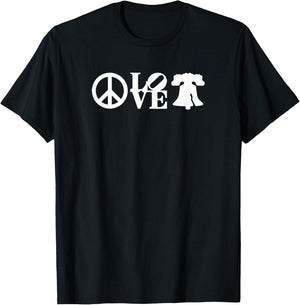 Peace Love Liberty Bell Philadelphia PA T-Shirt - T-Shirt | Black